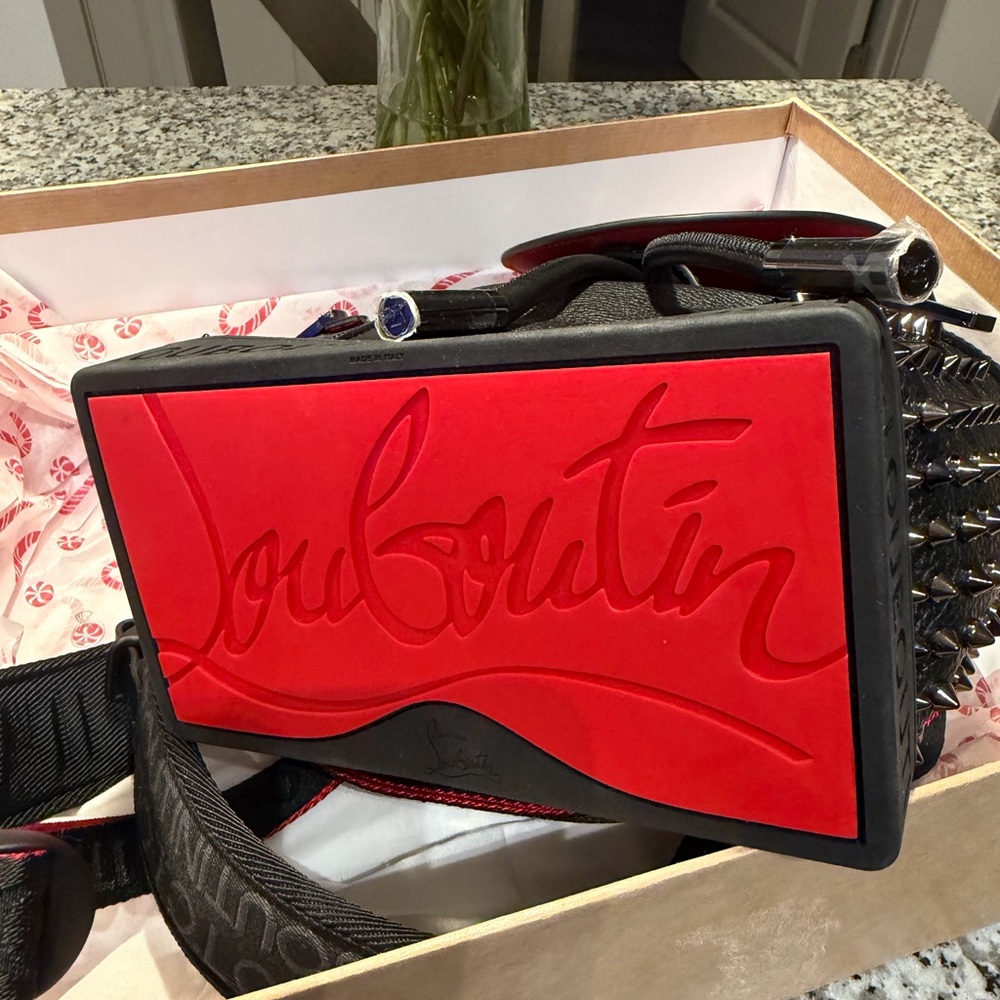 Christian Louboutin Black and Red Spiked Backpack - Picture 5 of 5